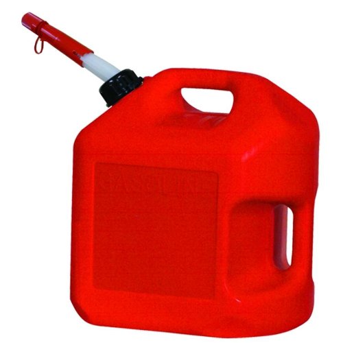 Midwest Can 5600 Poly Gasoline Can with Spill Proof Spout, Red, 5-Gallon