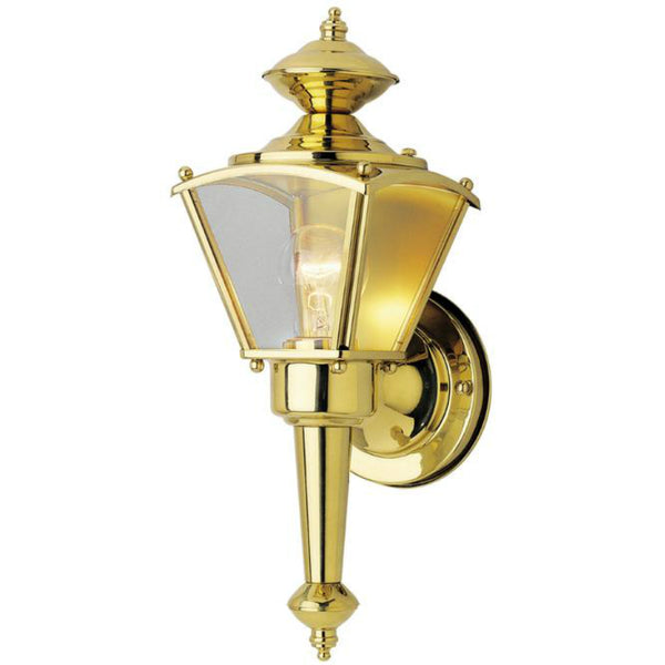Westinghouse 66964 One-Light Coach Wall Lantern with Tail, Polished Brass