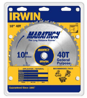 Irwin Tools 14070 Carbide Tipped Marathon® Circular Saw Blade, 10", 40T