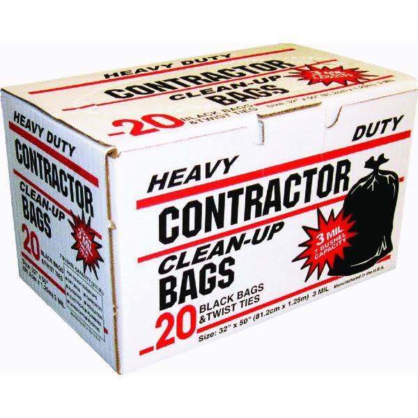 Primrose Plastics 11520-EAST Contractor Clean-Up Bag, Black, 32"x50", 20-Ct