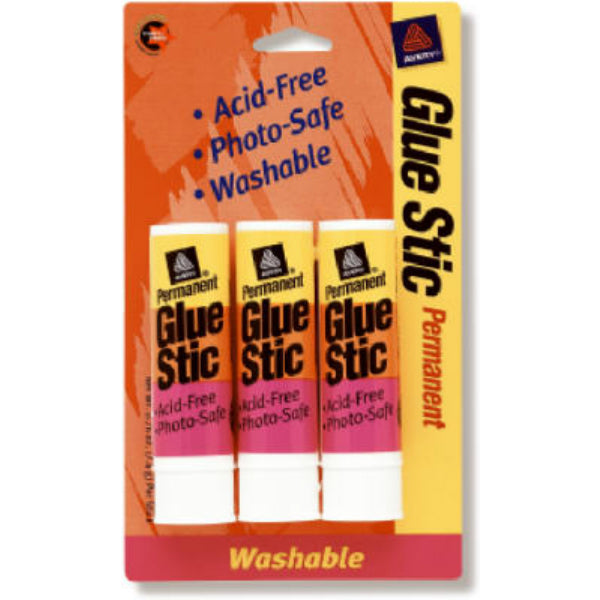 Avery 00164 Regular Size Permanent Glue Stick, Washable, 0.26 Oz, White, 3-Pack