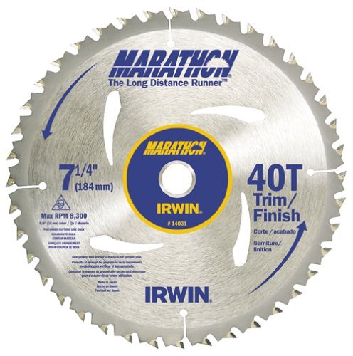 Irwin Tools 14031 Carbide Tipped Marathon® Circular Saw Blade, 7-1/4", 40T