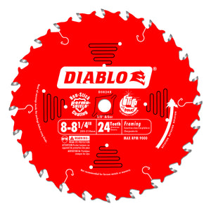 Diablo D0824X Framing Saw Blade, 8" - 8-1/4" x 24 Tooth, 5/8" Arbor