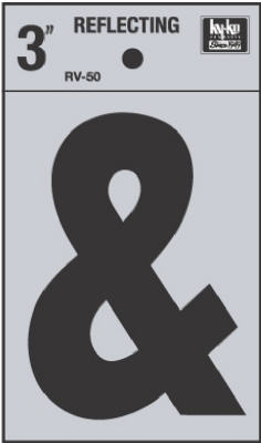 Hy-Ko RV-50/ Reflective Adhesive Vinyl Ampersand (&) Symbol, 3", Black/Silver