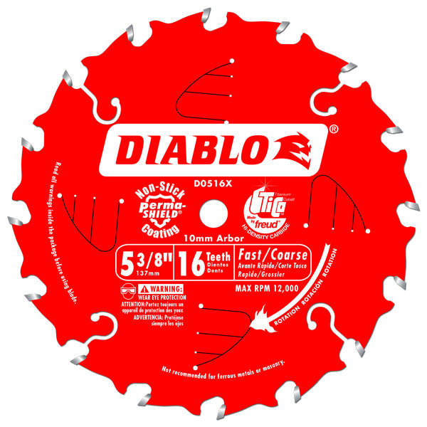 Diablo D0516X Cordless Trim Saw Blade, 5-3/8" x 16 Tooth
