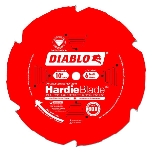 Diablo D1006DH Hardie Fiber Cement Saw Blade, 10" x 6 Tooth, 5/8" Arbor
