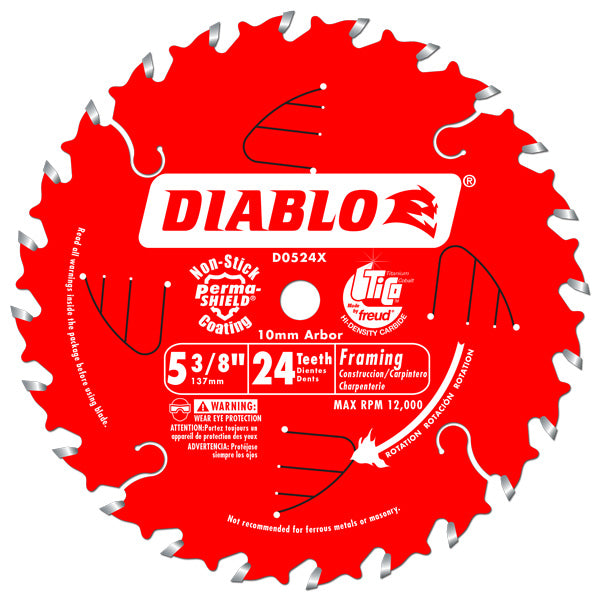 Diablo D0524X Cordless Trim Saw Blade, 5-3/8" x 24 Tooth