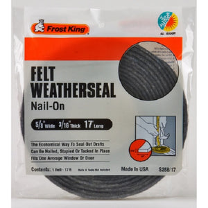Frost King S258/17H Multi-Purpose Felt Weather-Strip, 5/8" x 3/16", 17'