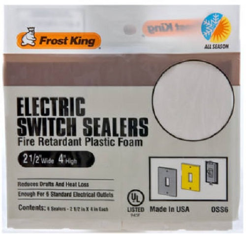 Frost King OSS6H Closed Cell Foam Switch Plate Sealer, White, 6-Pack