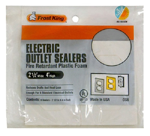 Frost King OS6H Closed Cell Foam Outlet Sealer, White, 6-Pack