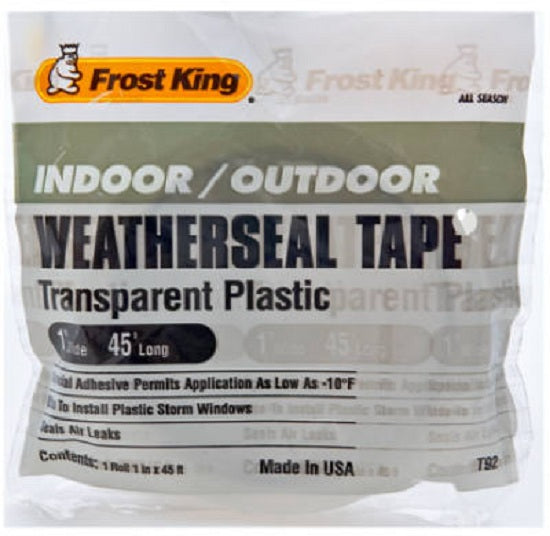 Frost King T92H Indoor & Outdoor Weatherproofing Tape, Transparent Plastic, 1" x 45'