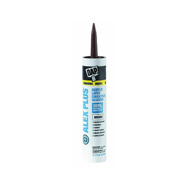 Dap® 18120 Alex Plus® Acrylic Latex Caulk Plus Silicone, 10.1 Oz, Brown