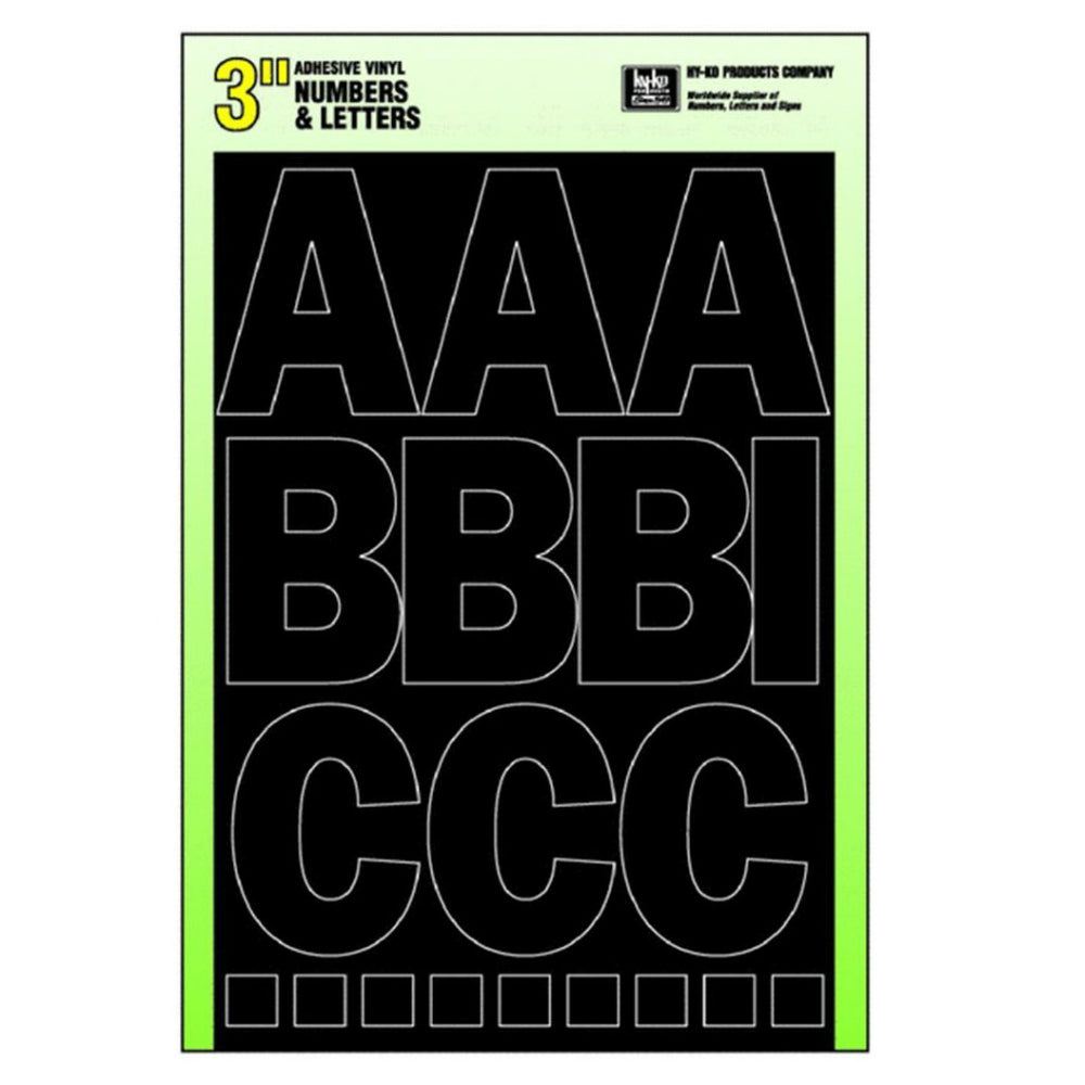Hy-Ko 30035 Self Stick Adhesive Vinyl Number & Letter Set, 3", Black