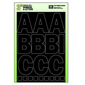 Hy-Ko 30035 Self Stick Adhesive Vinyl Number & Letter Set, 3", Black