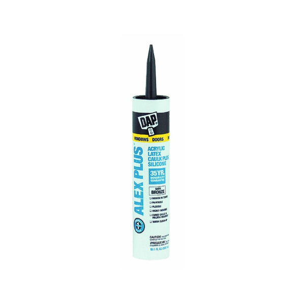 Dap® 18124 Alex Plus® Acrylic Latex Caulk Plus Silicone, 10.1 Oz, Dark Bronze