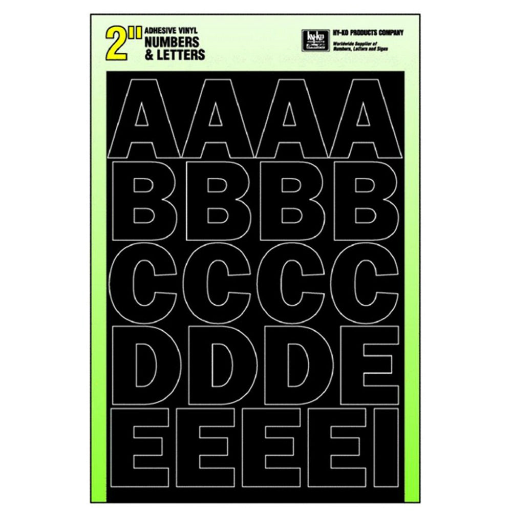 Hy-Ko 30034 Self Stick Adhesive Vinyl Number & Letter Set, 2", Black