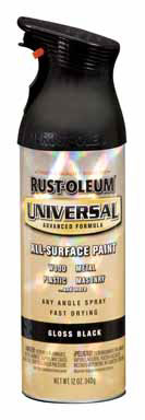 Rust-Oleum® 245196 Universal® Spray Paint & Primer, 12 Oz, Gloss Black
