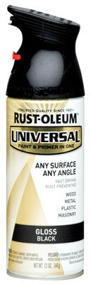 Rust-Oleum® 245196 Universal® Spray Paint & Primer, 12 Oz, Gloss Black