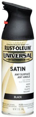 Rust-Oleum® 245197 Universal® Satin Spray Paint, 12 Oz, Satin Black