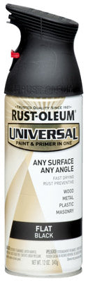 Rust-Oleum® 245198 Universal® Flat Spray Paint, 12 Oz, Flat Black