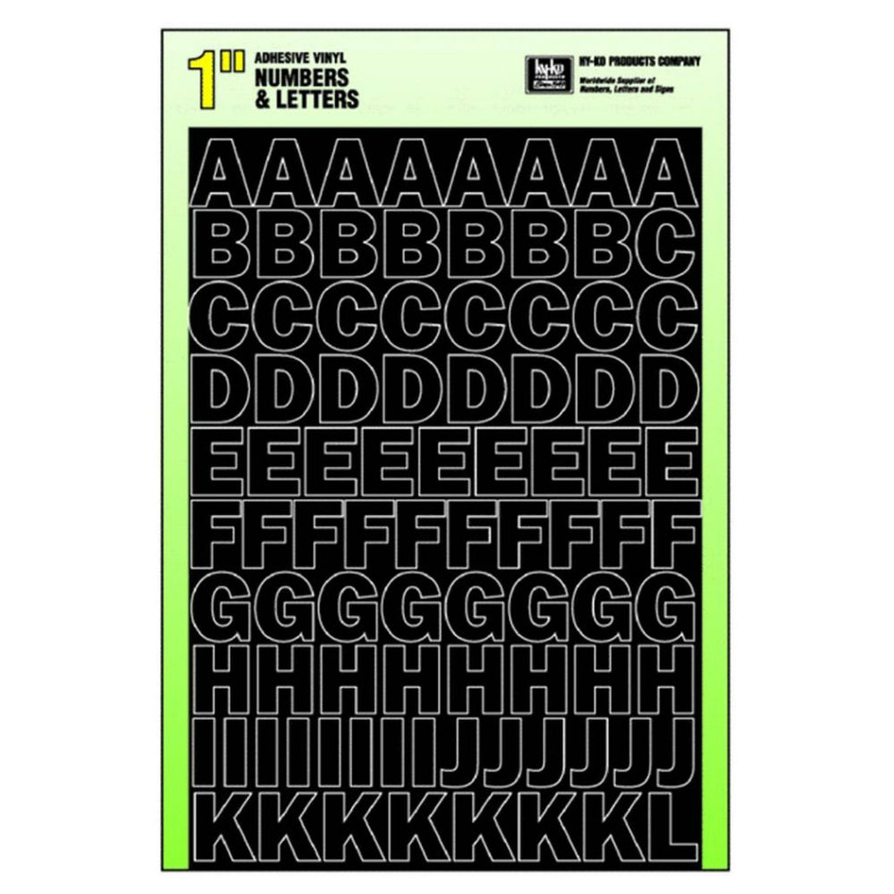 Hy-Ko 30033 Self Stick Adhesive Vinyl Number & Letter Set, 1", Black
