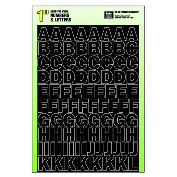 Hy-Ko 30033 Self Stick Adhesive Vinyl Number & Letter Set, 1", Black