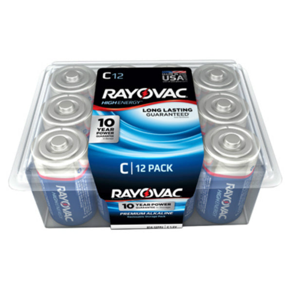 Rayovac 814-12PP C-Cell Alkaline Battery, 12 Pack