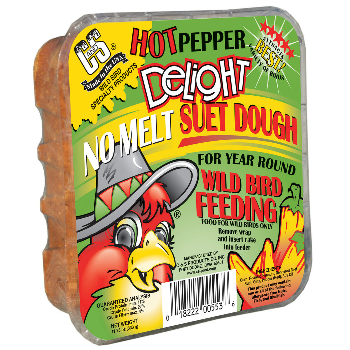 C&S® 12553 Hot Pepper Delight Suet Dough Cake, 11.75 Oz