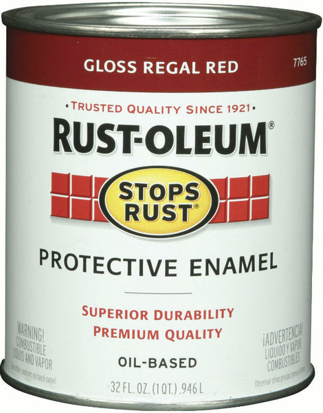Rust-Oleum 7765-502 Stops Rust Gloss Protective Enamel, 1 Qt, Regal Red