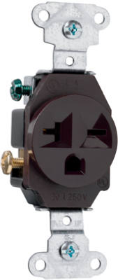 Pass & Seymour Heavy-Duty Spec Grade Single Receptacle, 20A, 250V, Brown