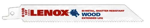 Lenox® 20561S610R Bi-Metal Reciprocating Saw Blade for Wood, 10 TPI, 6"
