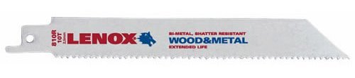 Lenox® 20580810R Bi-Metal Reciprocating Saw Blades for Wood & Metal, 10TPI, 5-Pk