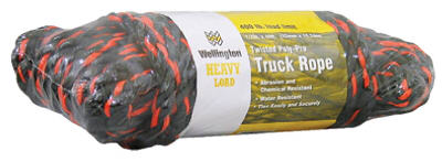 Wellington 34556 Truck Rope, 1/2" x 50', Black with Orange
