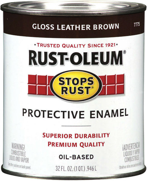 Rust-Oleum® 7775-502 Stops Rust® Gloss Protective Enamel, 1 Qt, Leather Brown