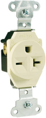 Pass & Seymour Heavy-Duty Spec Grade Single Receptacle, 20A, 250V, Ivory