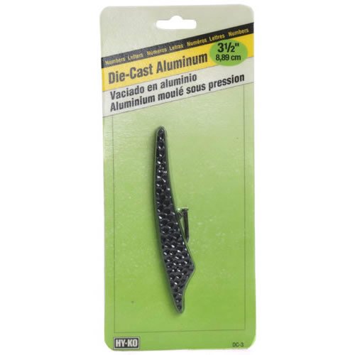 Hy-Ko DC-3/1 Die Cast Aluminum Number 1 Sign With Nails, 3-1/2", Black