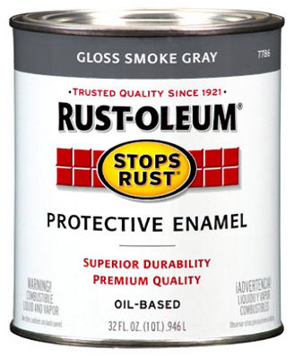 Rust-Oleum 7786-502 Stops Rust® Gloss Protective Enamel, 1 Qt, Smoke Gray
