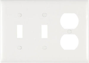 Pass & Seymour SP28WU Combination Urea Wall Plate, 3 Gang, White