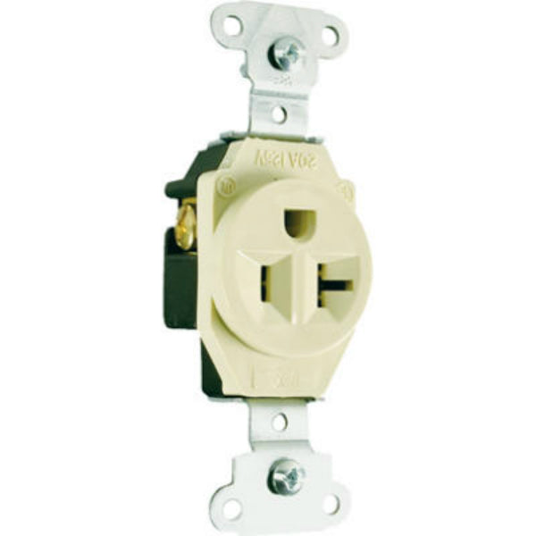 Pass & Seymour Heavy-Duty Spec Grade Single Receptacle, 20A, 125V, Ivory