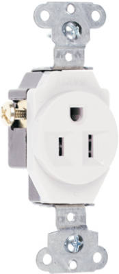Pass & Seymour Heavy-Duty Spec Grade Single Receptacle, 15A, 125V, White