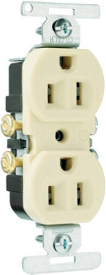 Pass & Seymour TradeMaster Standard Duplex Outlet, 15A, 125V, Ivory