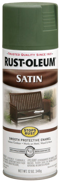 Rust-Oleum® 7737-830 Stops Rust® Satin Enamel Spray, 12 Oz,  Spruce Green