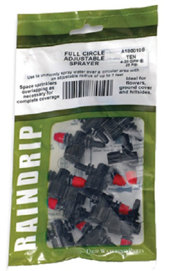 Raindrip A180010B Full Circle Adjustable Stream Sprayer, 10-Pack