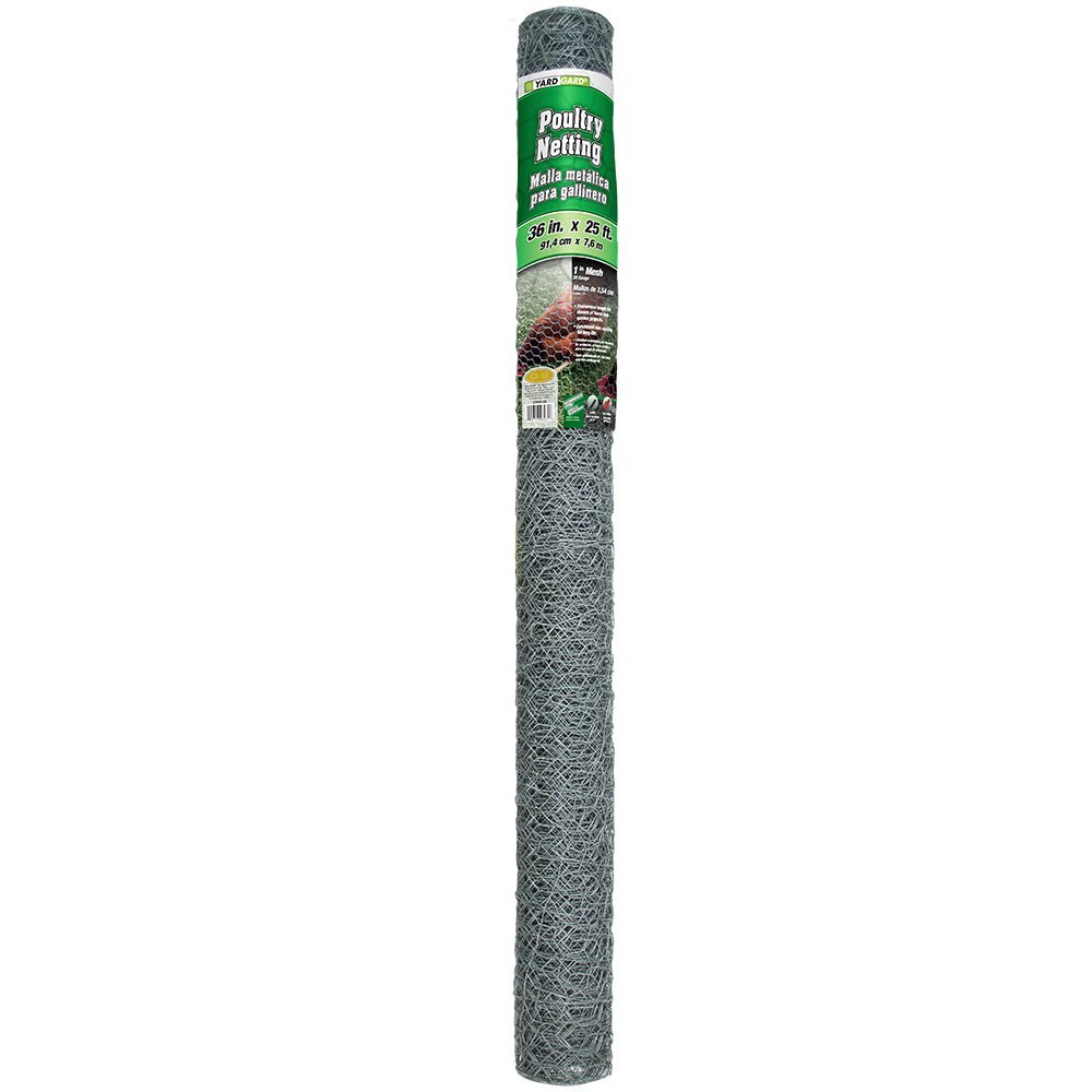 YardGard® 308405B Galvanized Poultry Netting, 20-Gauge, 1" Mesh, 36" x 25'