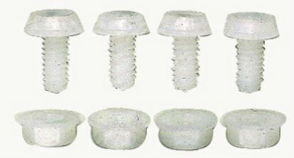 Custom Accessories 93332 Nylon License Plate Fastener, White, 4-Pack