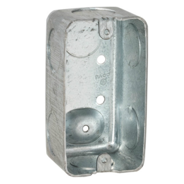 RACO® 8663 Steel Handy Box, Drawn with Conduit KO's, 4" x 1-7/8" Deep