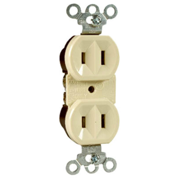 Pass & Seymour 4025ICC20 Standard Duplex Outlet, 15A, 125V, Ivory