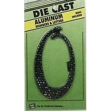 Hy-Ko DC-5/0 Die-Cast Aluminum Number 0 Sign with Nails, 4-1/2", Black