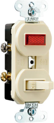 Pass & Seymour 692IGCC6 Combination Switch & Pilot Light, 15A, Ivory
