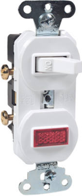 Pass & Seymour Single-Pole Combination Switch & Pilot Light, 15A, White
